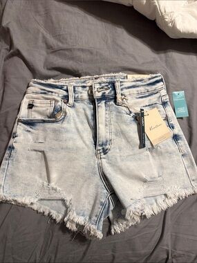 KanCan Light Blue Distressed Frayed Hem Jean Shorts